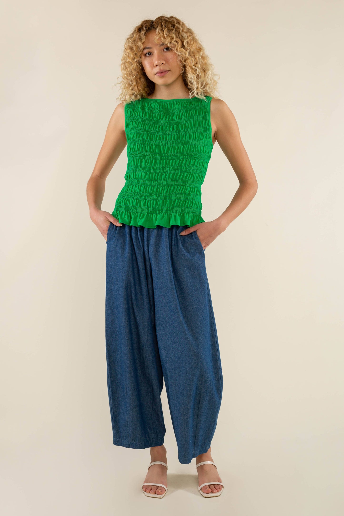 Glo Boat Neck Smocked Blouse