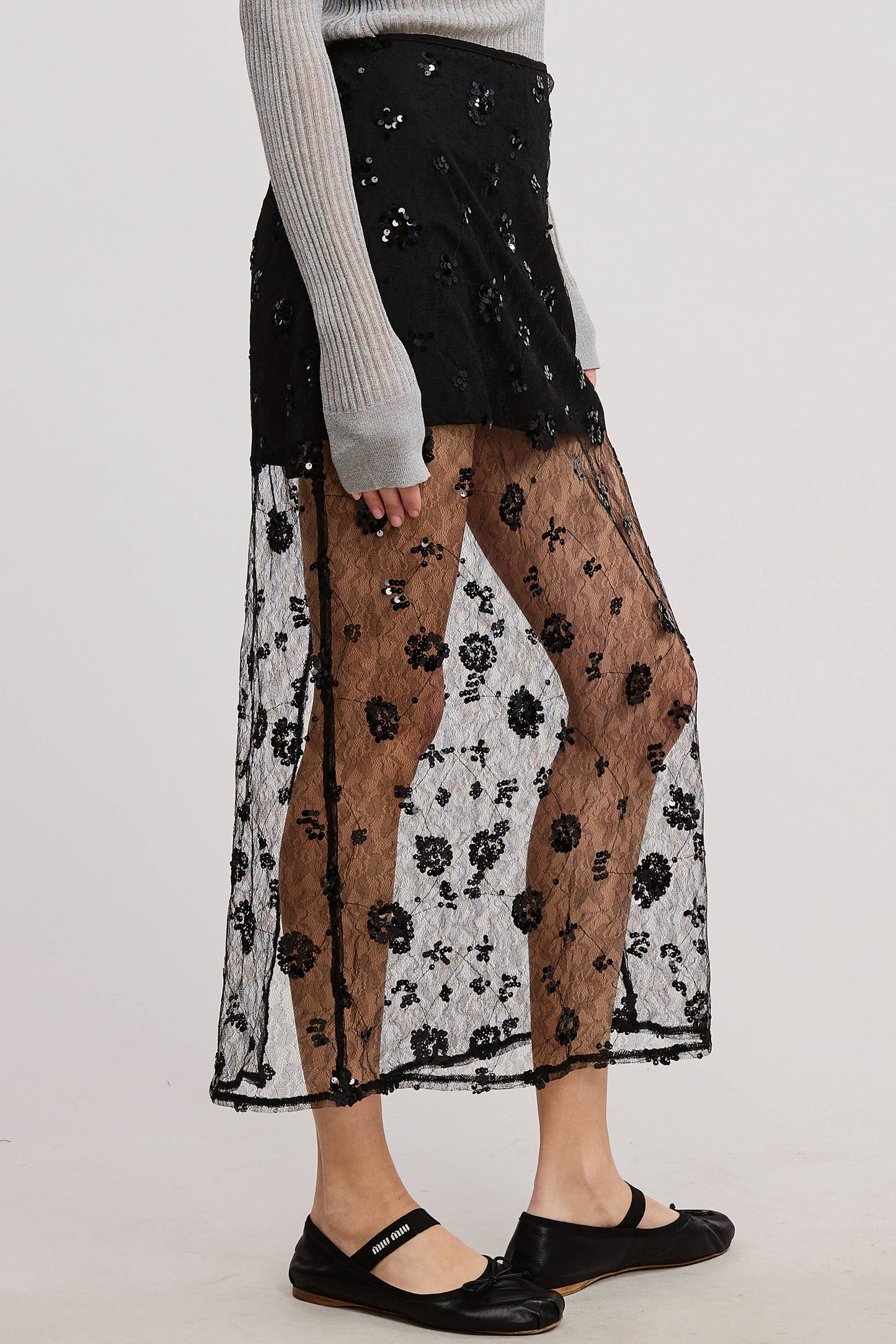 Sequin Sheer Skirt