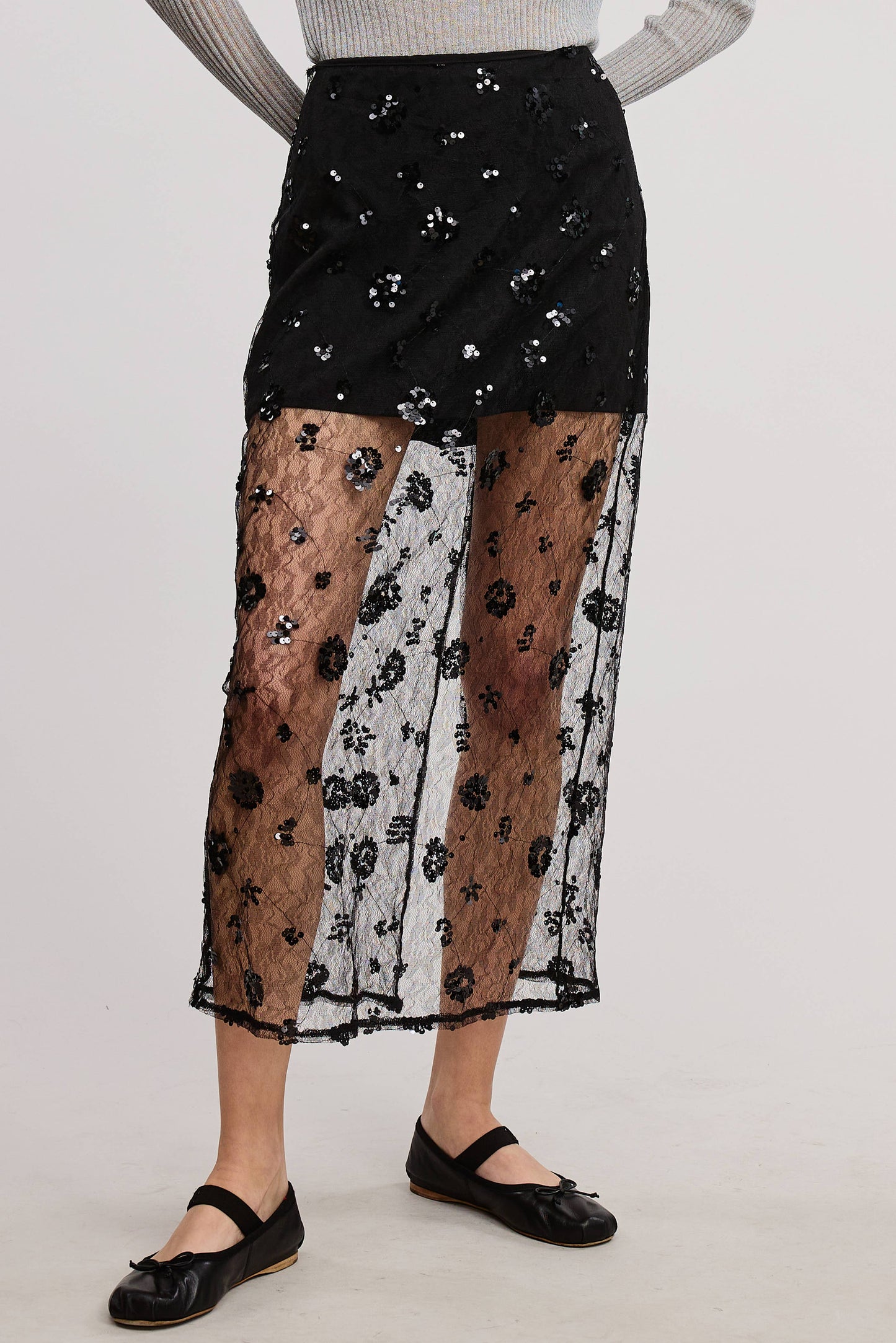 Sequin Sheer Skirt