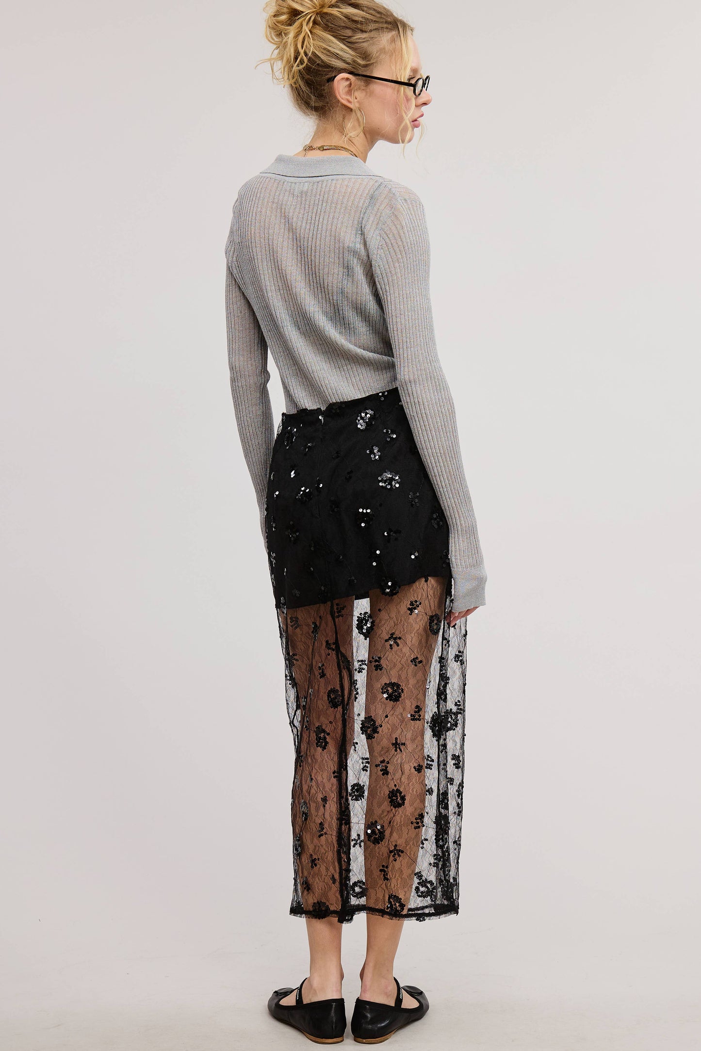 Sequin Sheer Skirt