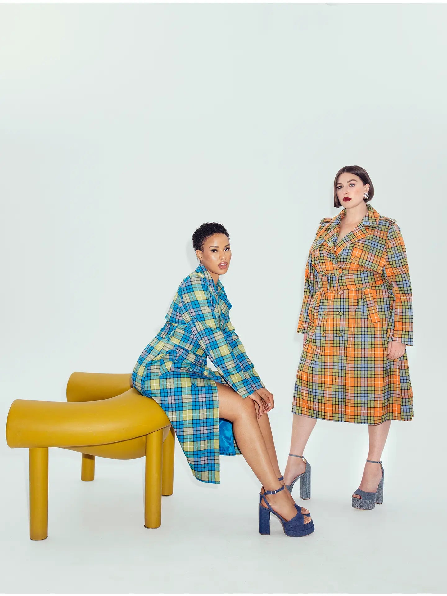Eliza Plaid Trench Coat