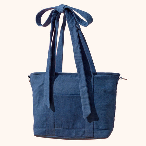 Denim Bow Tote Bag