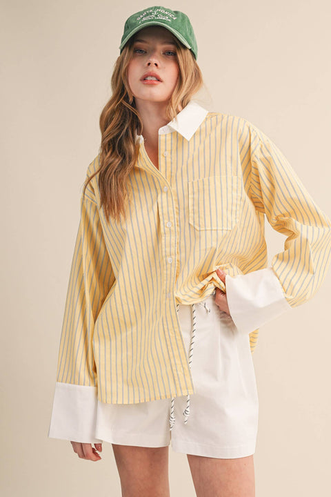 Lemonade Cuffed Button Down