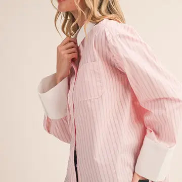 Pink Lemonade Cuffed Button Down