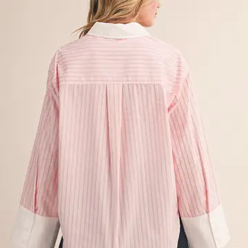 Pink Lemonade Cuffed Button Down
