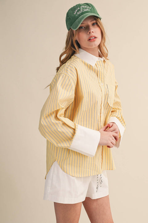 Lemonade Cuffed Button Down