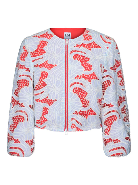 Cherry Glaze Lace Bomber Jacket