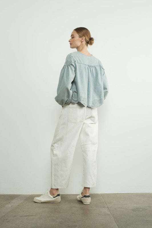 Volume Up Denim Top