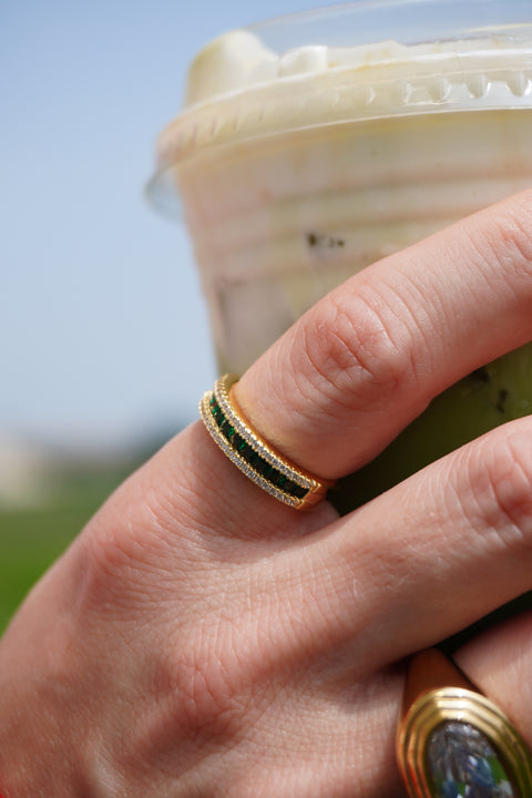 Olive Grove Emerald Band Ring