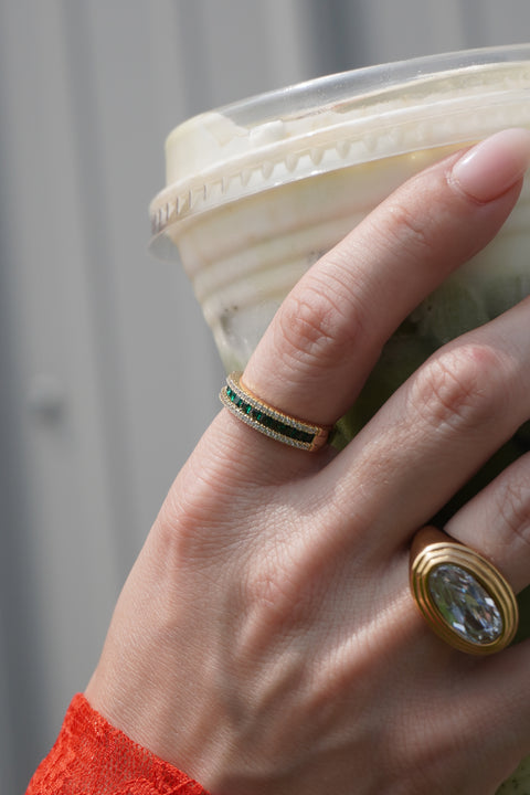 Olive Grove Emerald Band Ring