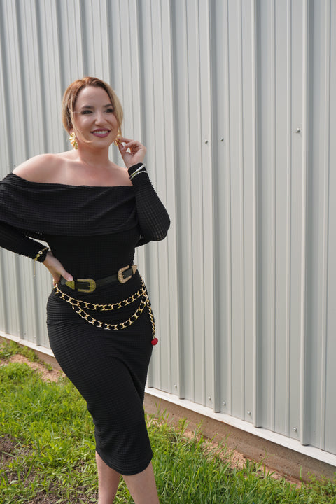 Midnight Ganache Knit Midi Dress
