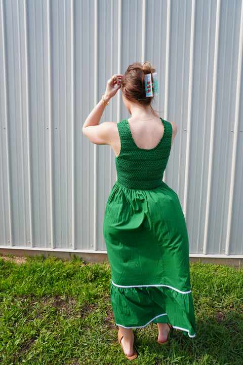 smocked midi dress green Jessy Smocked Midi Dress BBK&Co smocked midi dress green Jessy Smocked Midi Dress BBK&Co