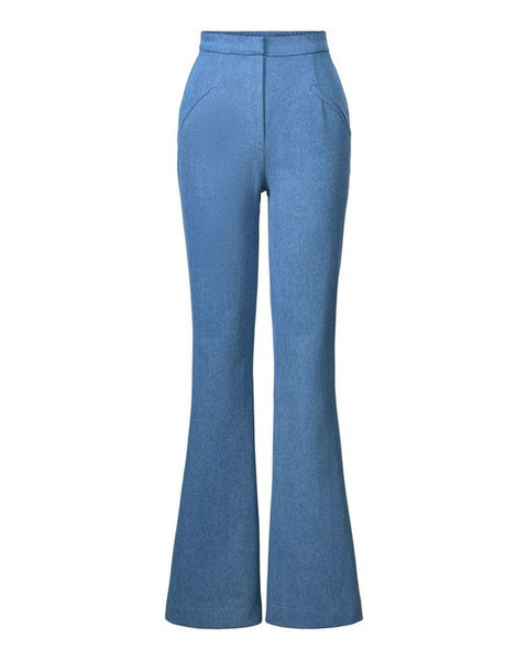 Denim Fit & Flare Pants