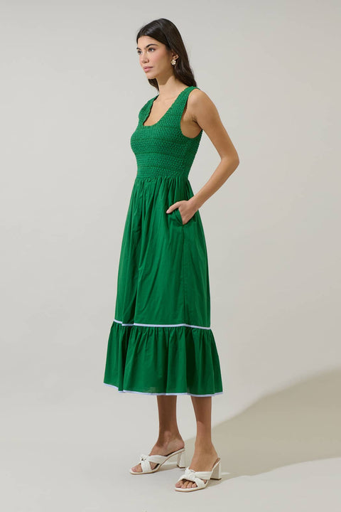 Jessy Smocked Midi Dress