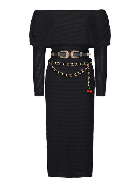 Midnight Ganache Knit Midi Dress