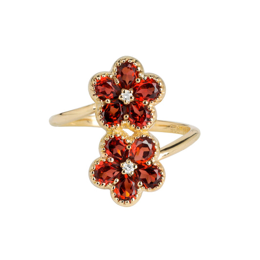 Garnet Blossom Ring
