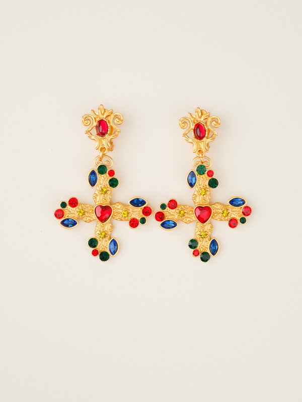 Juno Cross Clip On Earrings