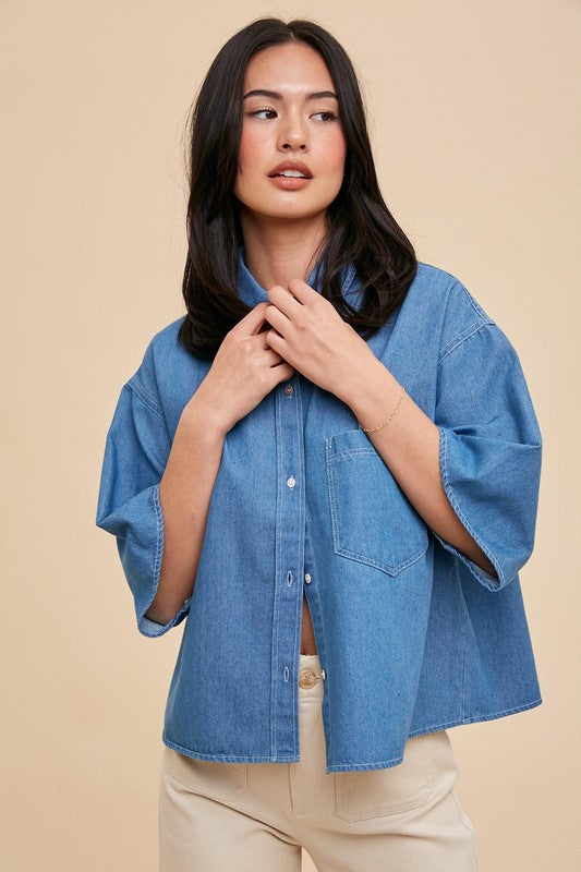 Boxy Denim Button Down