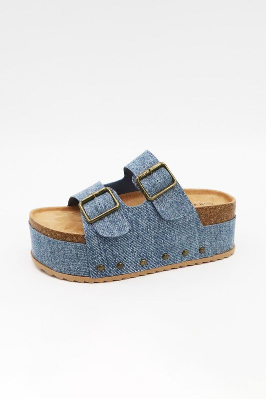 Denim Delight Platform Sandals