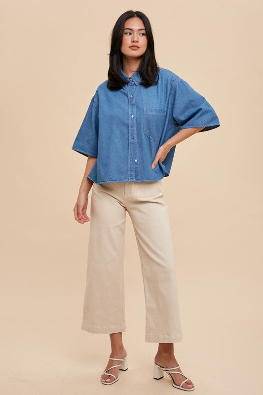 Boxy Denim Button Down