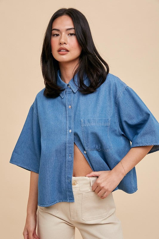 Boxy Denim Button Down